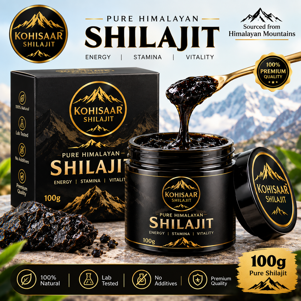 Kohisaar Pure Himalayan Shilajit Resin – Premium Shilajit
