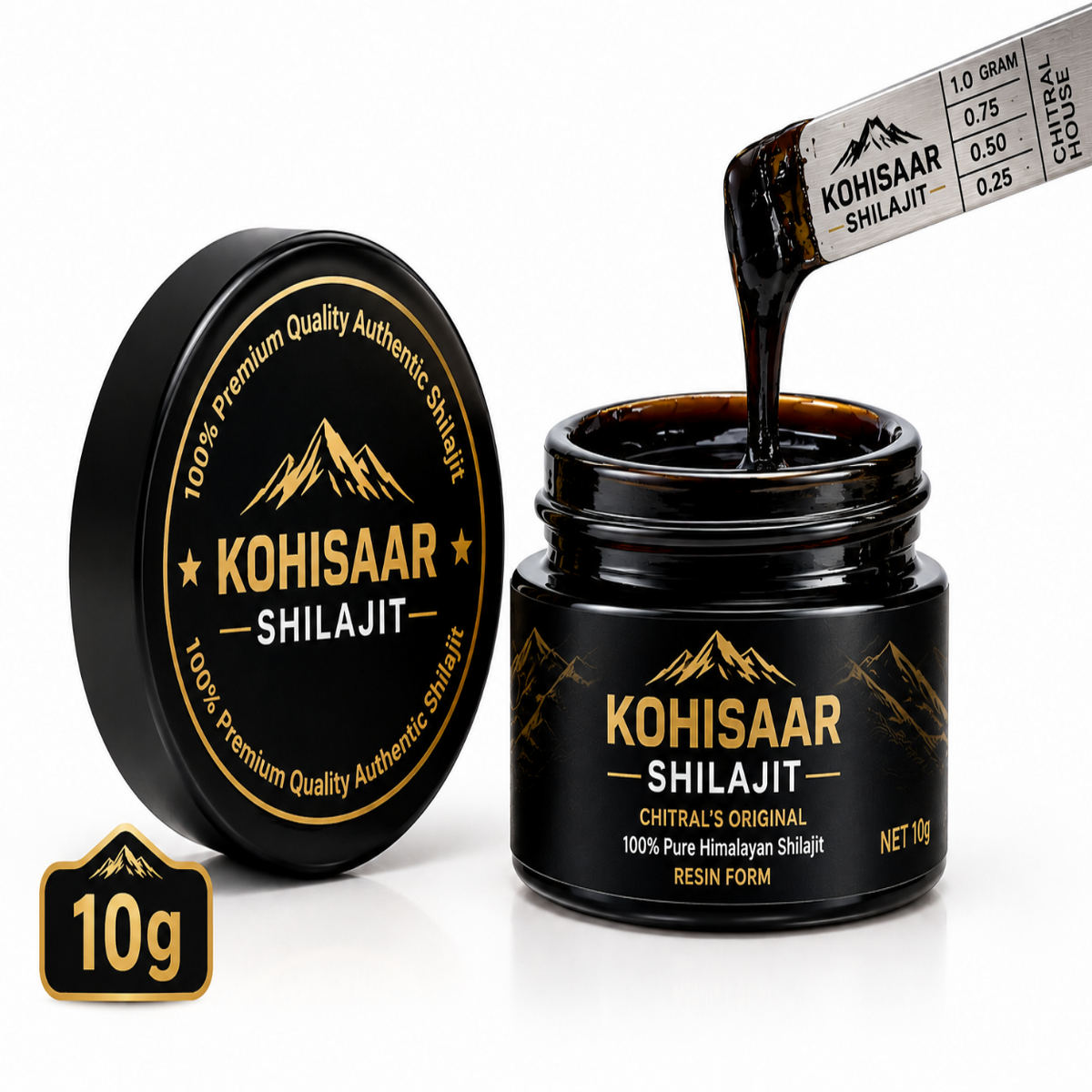 Authentic Himalayan Shilajit Resin 10g jar by Kohisaar