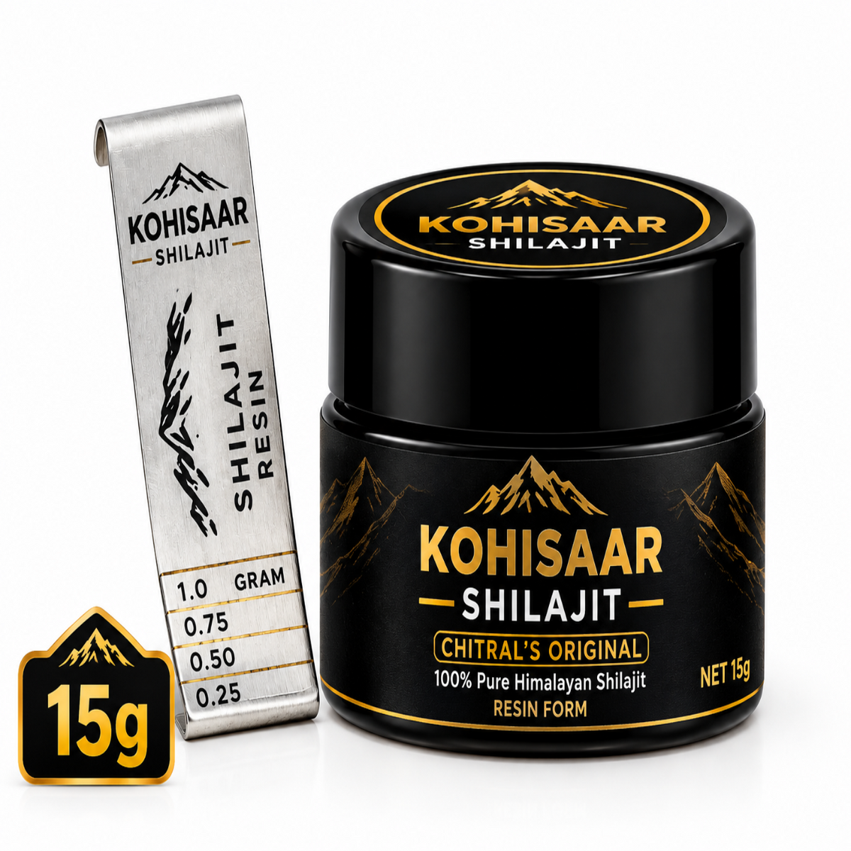 Authentic Himalayan Shilajit Resin 15g jar by Kohisaar