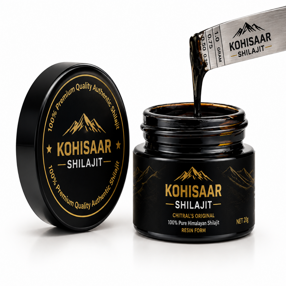 Authentic Himalayan Shilajit Resin 20g jar by Kohisaar