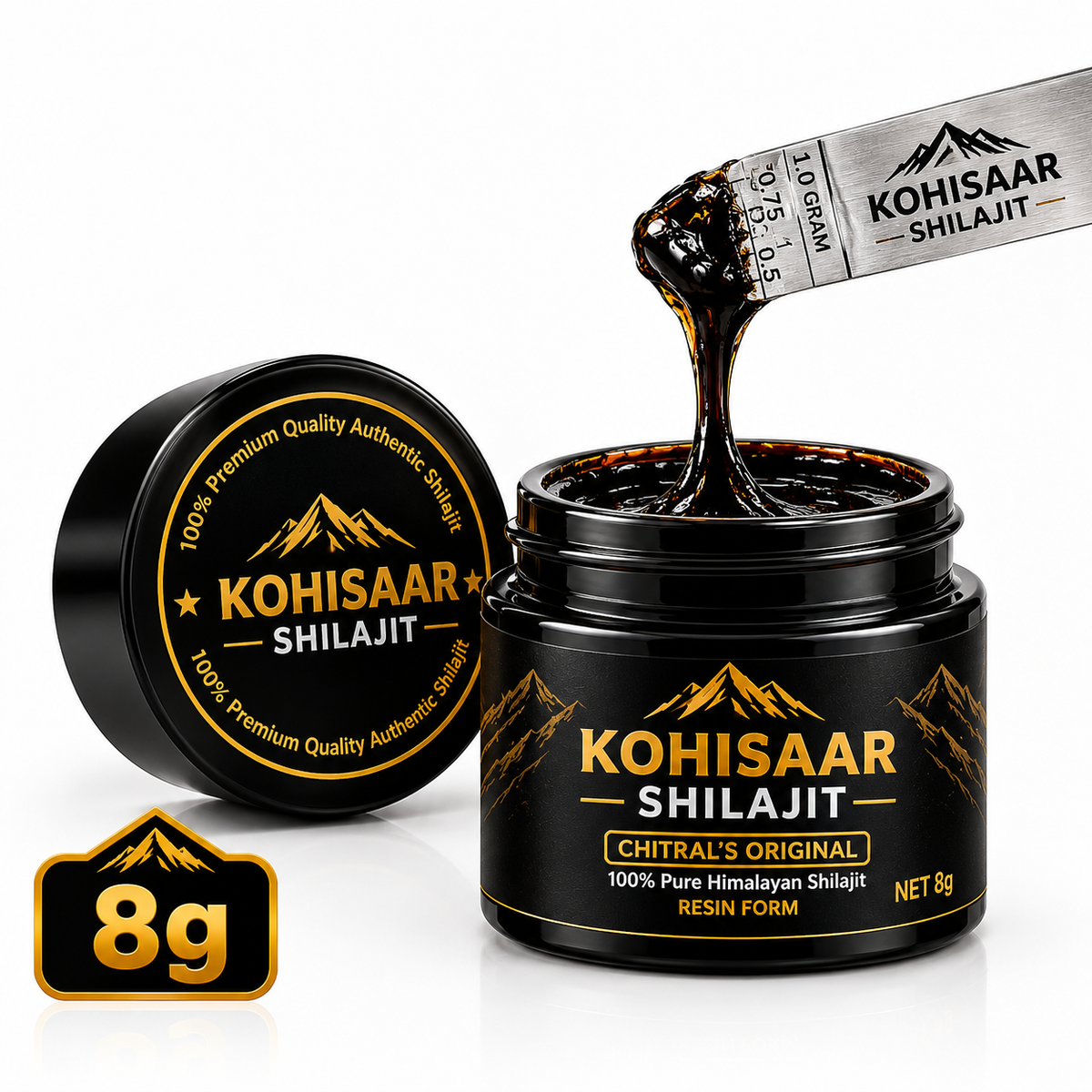 Kohisaar Himalayan Shilajit Resin 8g premium packaging